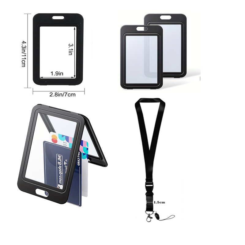 Lanyard Badge Holder - 3 قطع حامل شارة بلاستيكي للموظفين