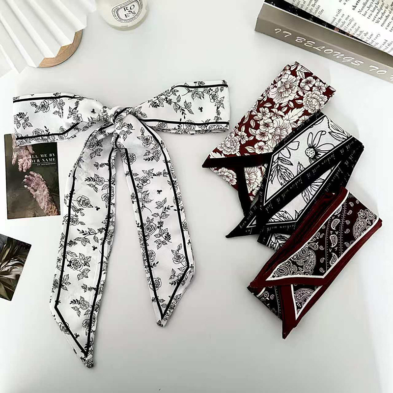 Silk Neck Scarf - وشاح حريري نسائي فاخر وعصري، شريط
