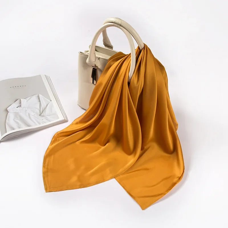 وشاح ساتان نسائي 70 سم بلون مو - مراجعة Silk Neck Scarf وسعره