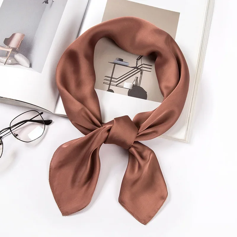 وشاح ساتان نسائي 70 سم بلون مو - مراجعة Silk Neck Scarf وسعره